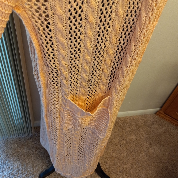 POL Boho Longline Open Cardigan Sweater Distressed Maxi Duster - Picture 5 of 9